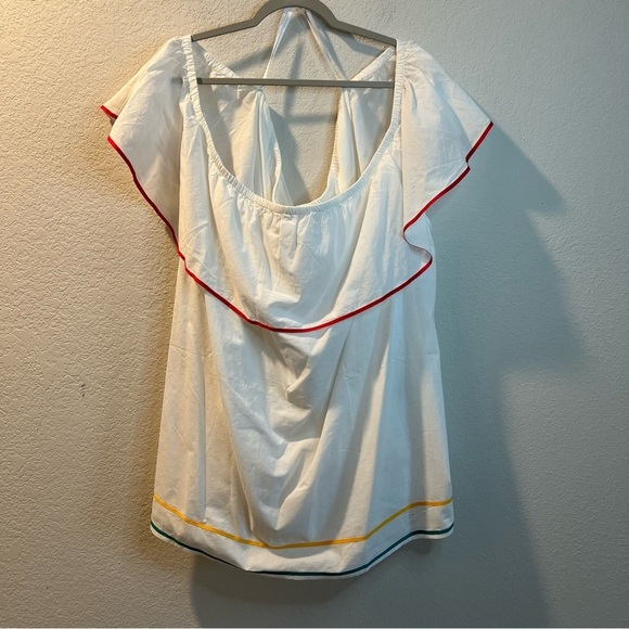 Women’s new Lane Bryant white off shoulder colorful lined blouse size 38/40 - Picture 1 of 8